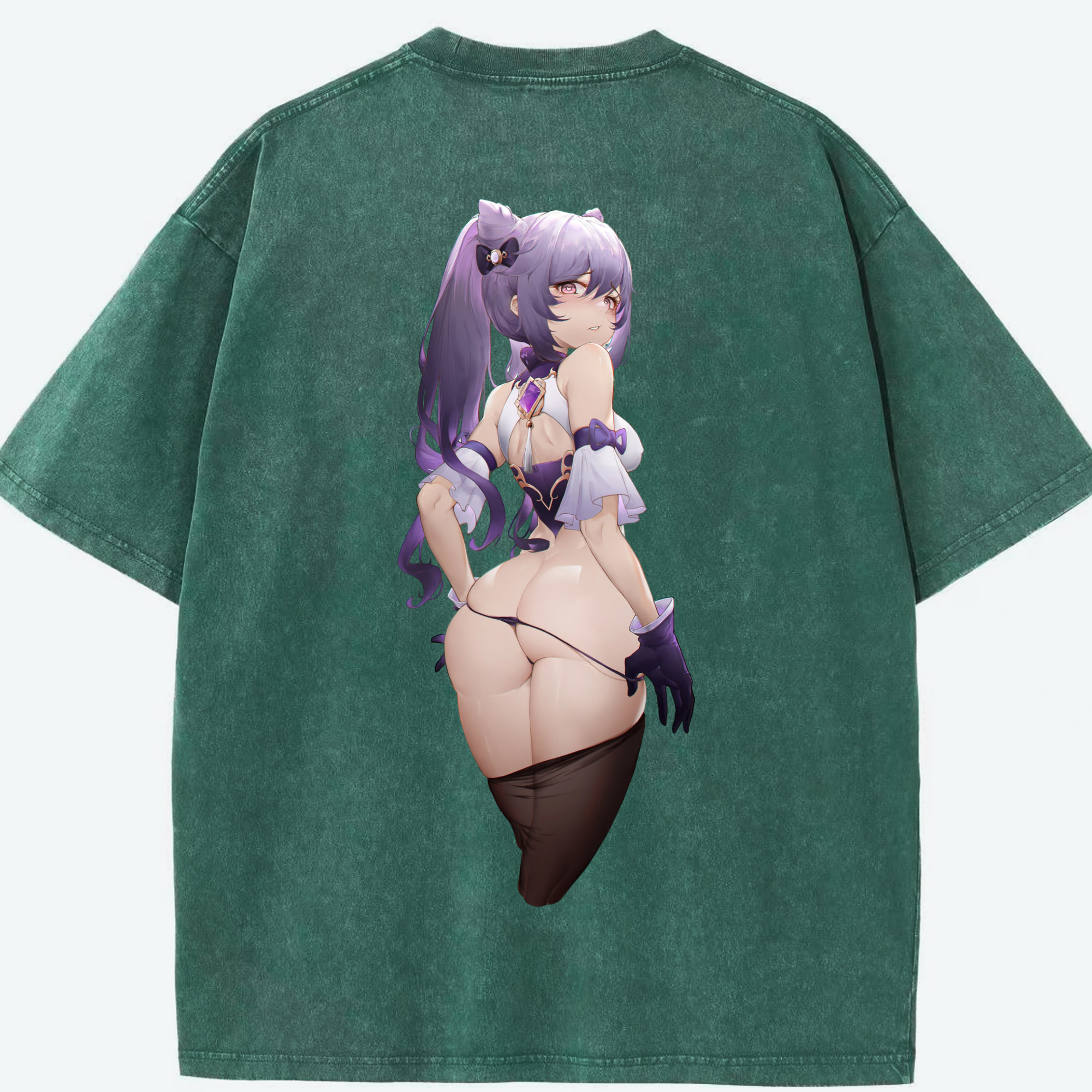 げんし神 刻晴 こくせい genshin Kokusei 綿100% ヴィンテージ風 半袖Tシャツ（背面プリント）